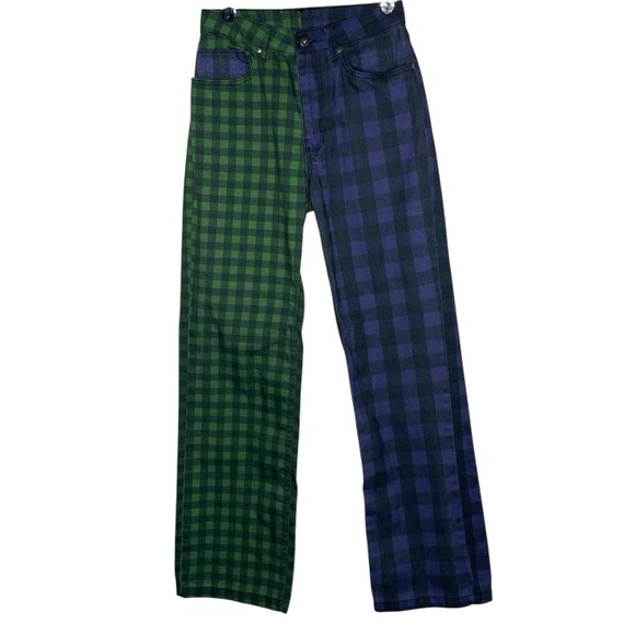 The Ragged Priest Jeans Hyde Straight Leg Split Check Print Green Purple SZ 26 - Picture 2 of 14